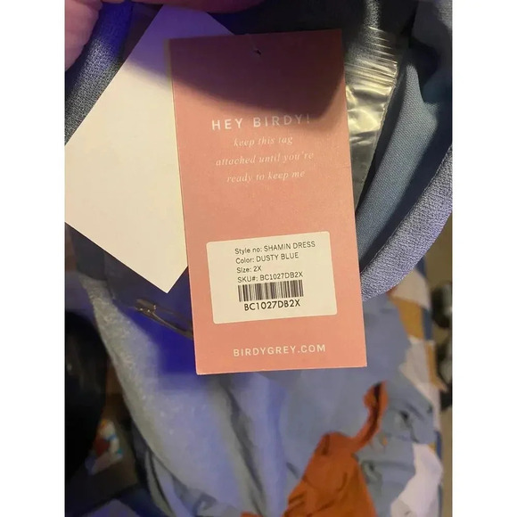 NWT Birdy Grey Shamin Maxi Dress Sleeveless V Front & Back Crepe Dusty Blue 2X - Picture 10 of 10